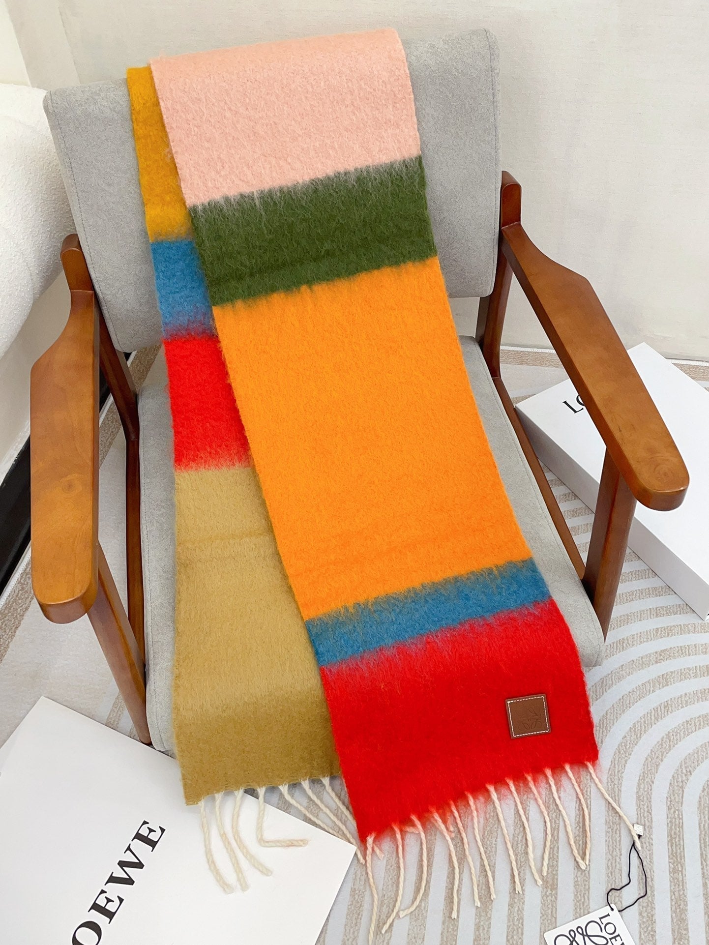 LOEWE SCARF 185 CM IN COLORFUL GRADIENT WOOL AND MOHAIR 396251