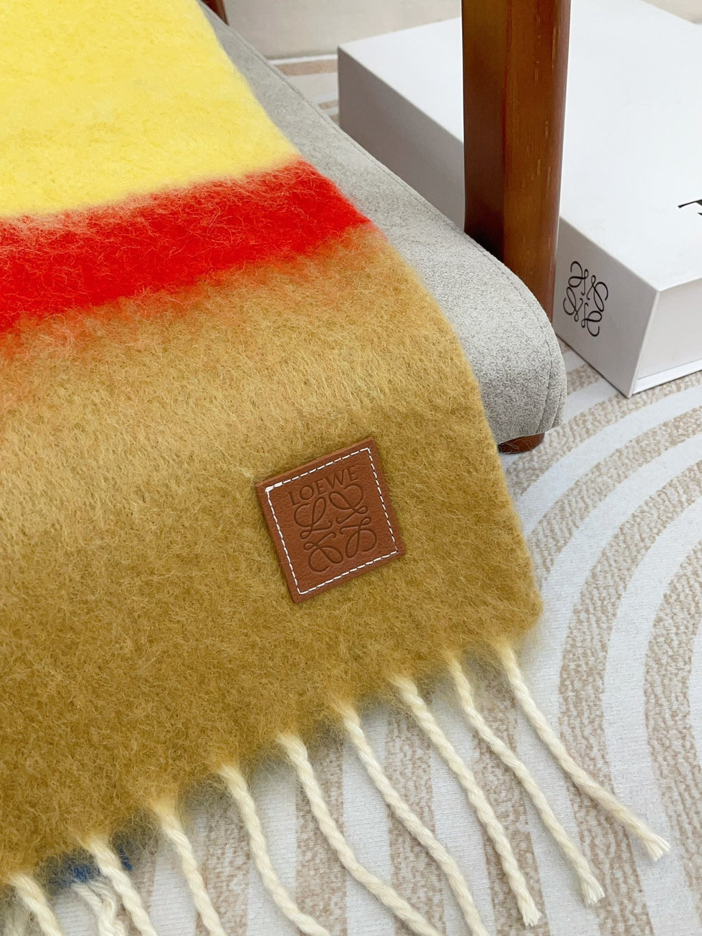 LOEWE SCARF 185 CM IN COLORFUL GRADIENT WOOL AND MOHAIR 396252