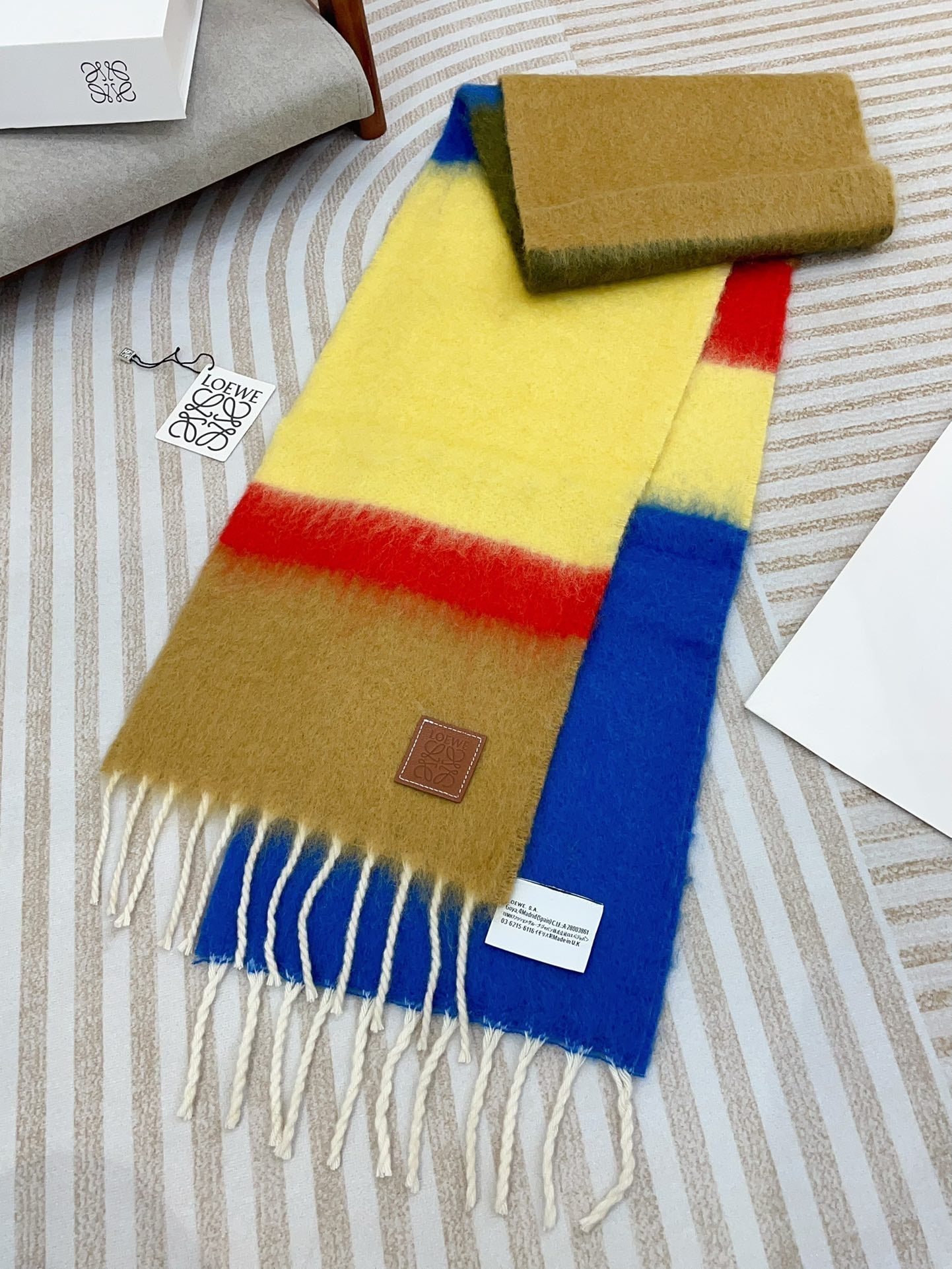 LOEWE SCARF 185 CM IN COLORFUL GRADIENT WOOL AND MOHAIR 396252