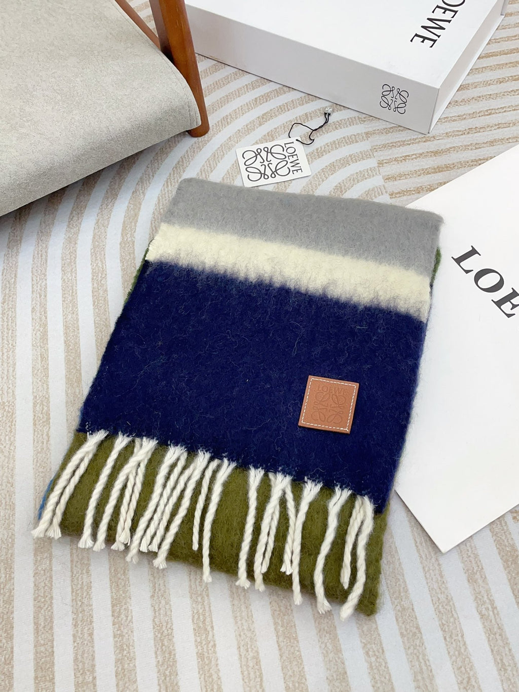LOEWE SCARF 185 CM IN COLORFUL GRADIENT WOOL AND MOHAIR 396253