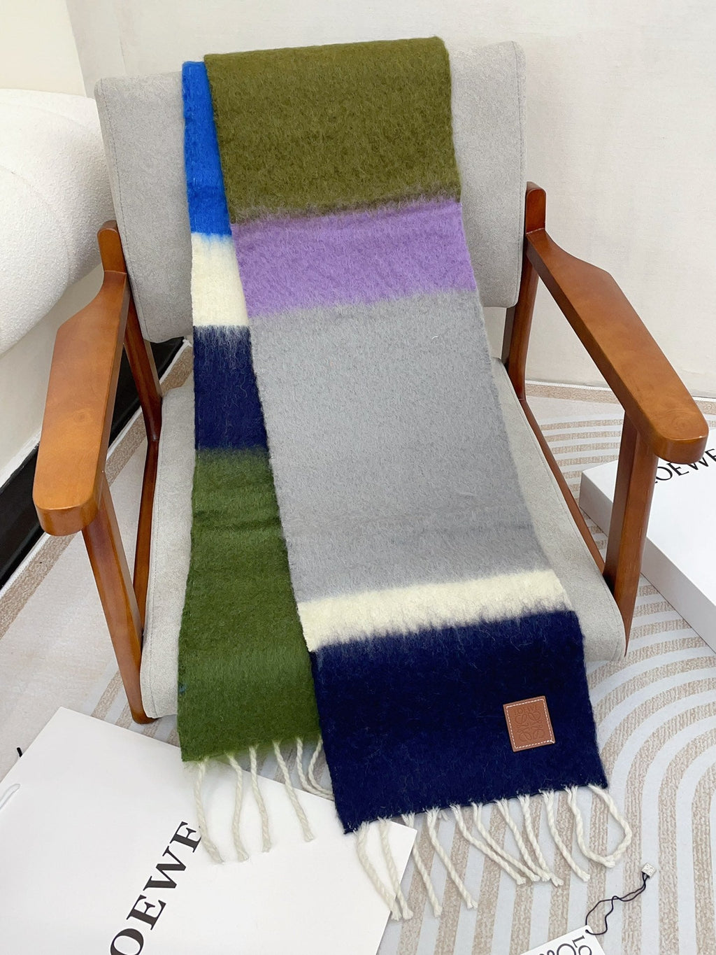 LOEWE SCARF 185 CM IN COLORFUL GRADIENT WOOL AND MOHAIR 396253