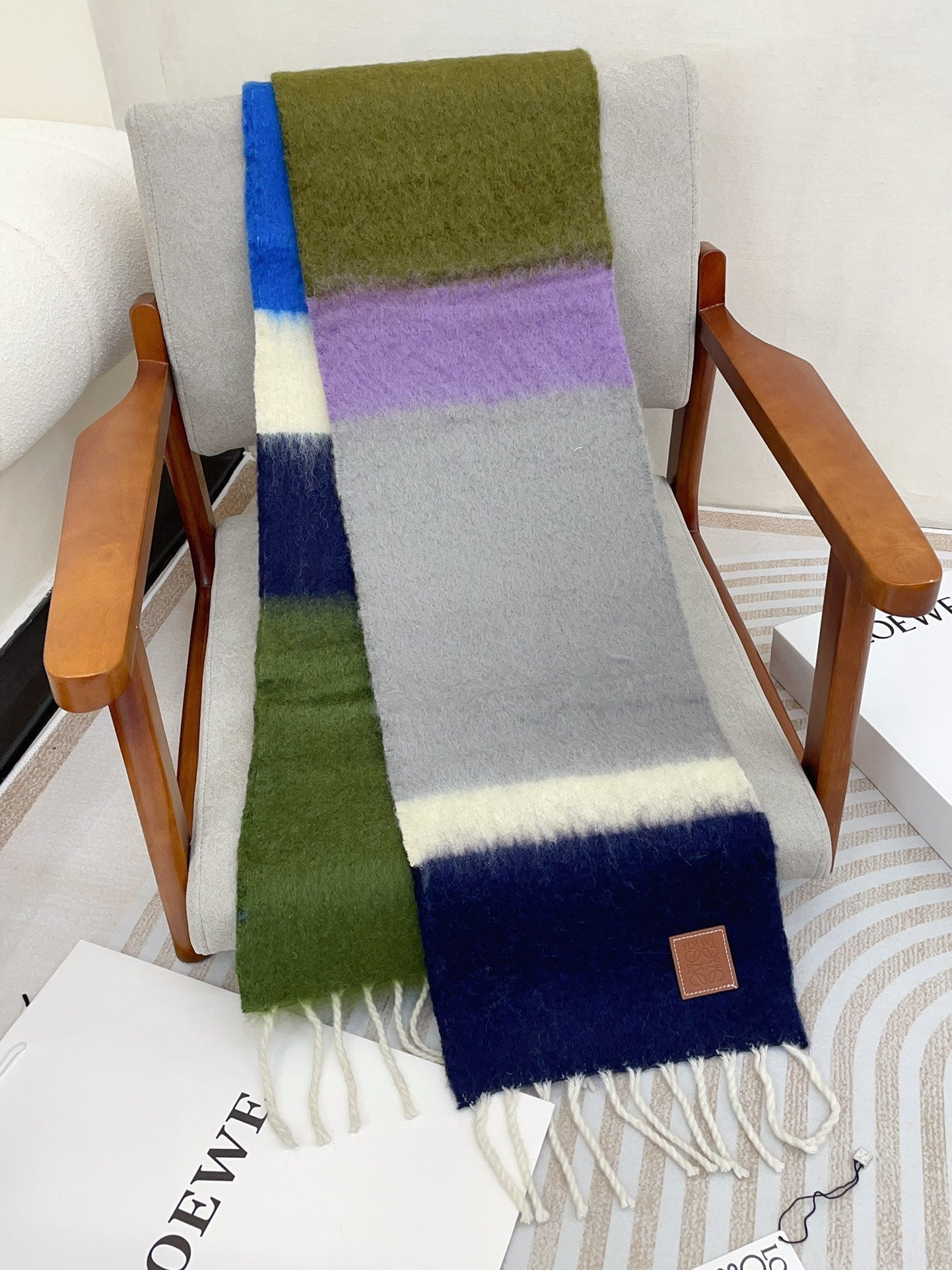 LOEWE SCARF 185 CM IN COLORFUL GRADIENT WOOL AND MOHAIR 396253