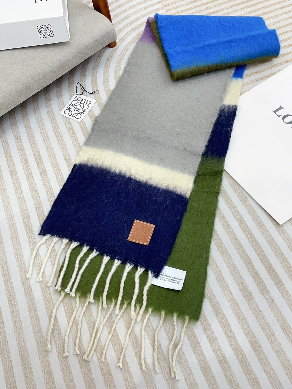 LOEWE SCARF 185 CM IN COLORFUL GRADIENT WOOL AND MOHAIR 396253