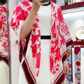 GUCCI SQUARE SCARF 140 CM IN ROSE RED CASHMERE 398256