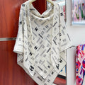 CHANEL SQUARE SCARF 140 CM IN WHITE MONOGRAM CASHMERE 401158