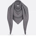 DIOR SQUARE SCARF 140 CM IN COOL GRAY WOOL AND SILK  408661