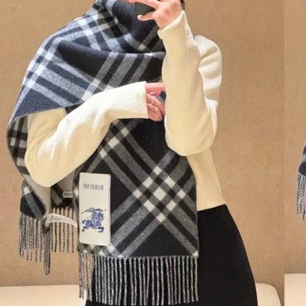 BURBERRY CHECK CASHMERE SCARF 168 CM BLACK MIX WHITE 410210