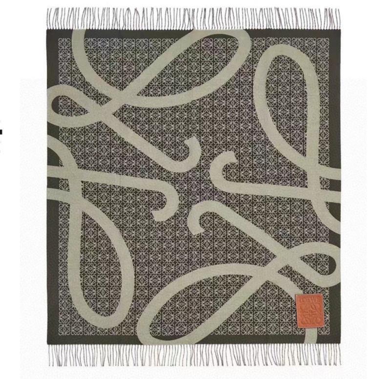 LOEWE ANAGRAM SCARF 140 CM IN GREEN FOREST WOOL 410214