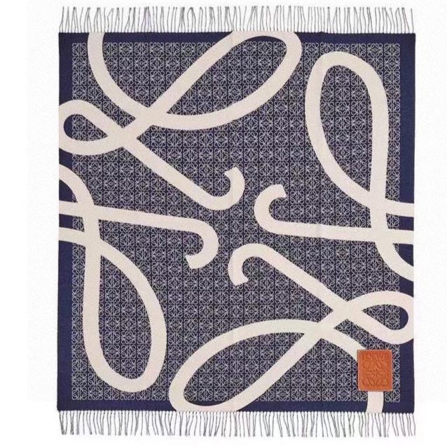LOEWE ANAGRAM SCARF 140 CM IN NAVY BLUE WOOL 410215