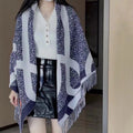 LOEWE ANAGRAM SCARF 140 CM IN NAVY BLUE WOOL 410215