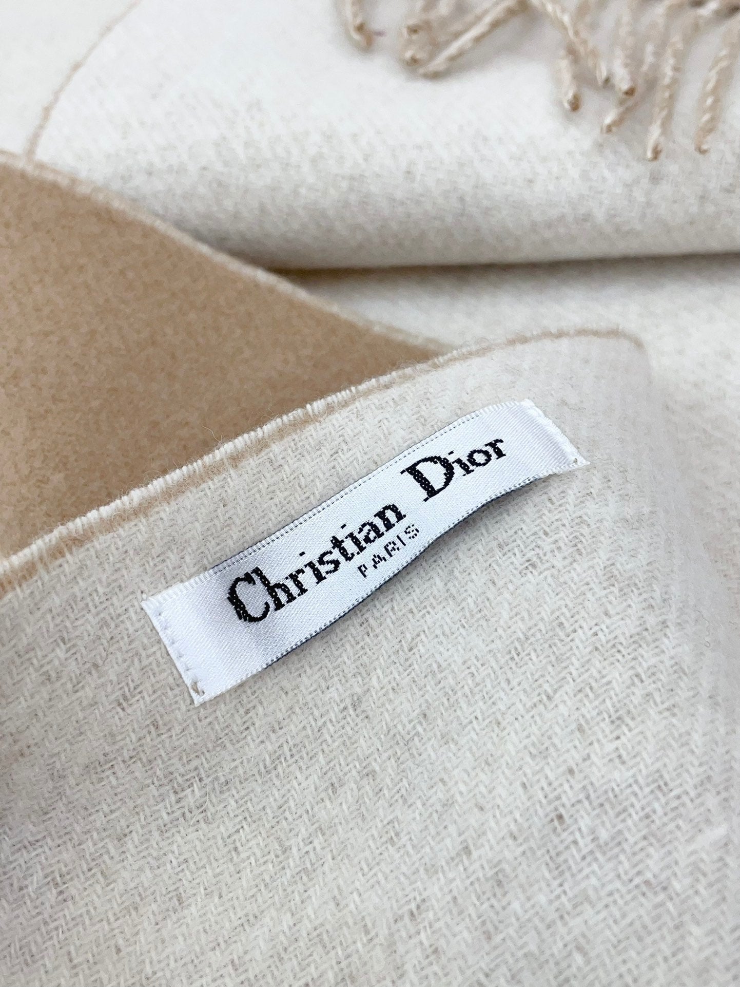 DIOR SCARF 180 CM IN CAMEL BEIGE CASHMERE 419820