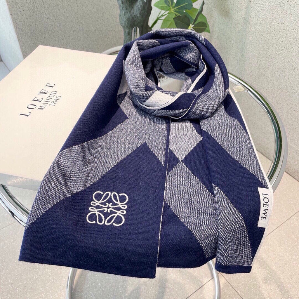 LOEWE SCARF 180 CM IN INDIGO BLUE CASHMERE 386731