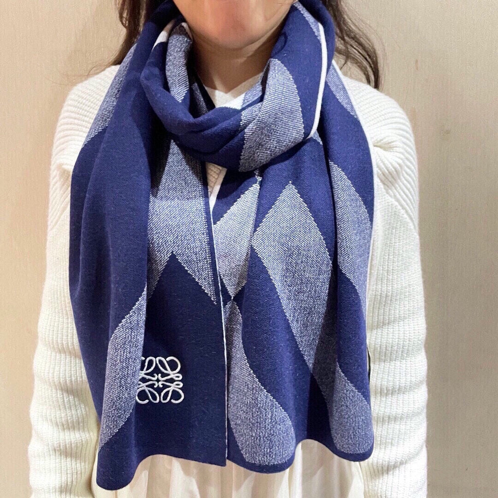 LOEWE SCARF 180 CM IN INDIGO BLUE CASHMERE 386731