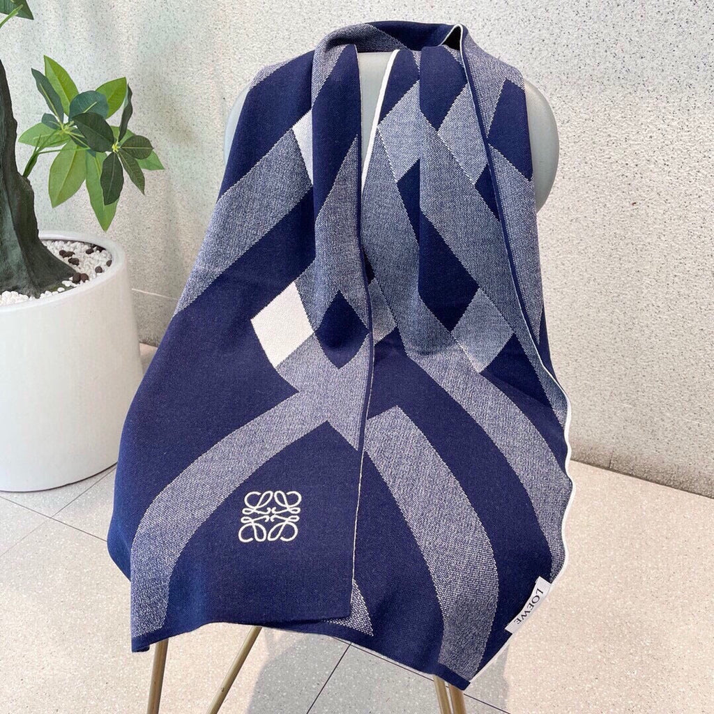 LOEWE SCARF 180 CM IN INDIGO BLUE CASHMERE 386731