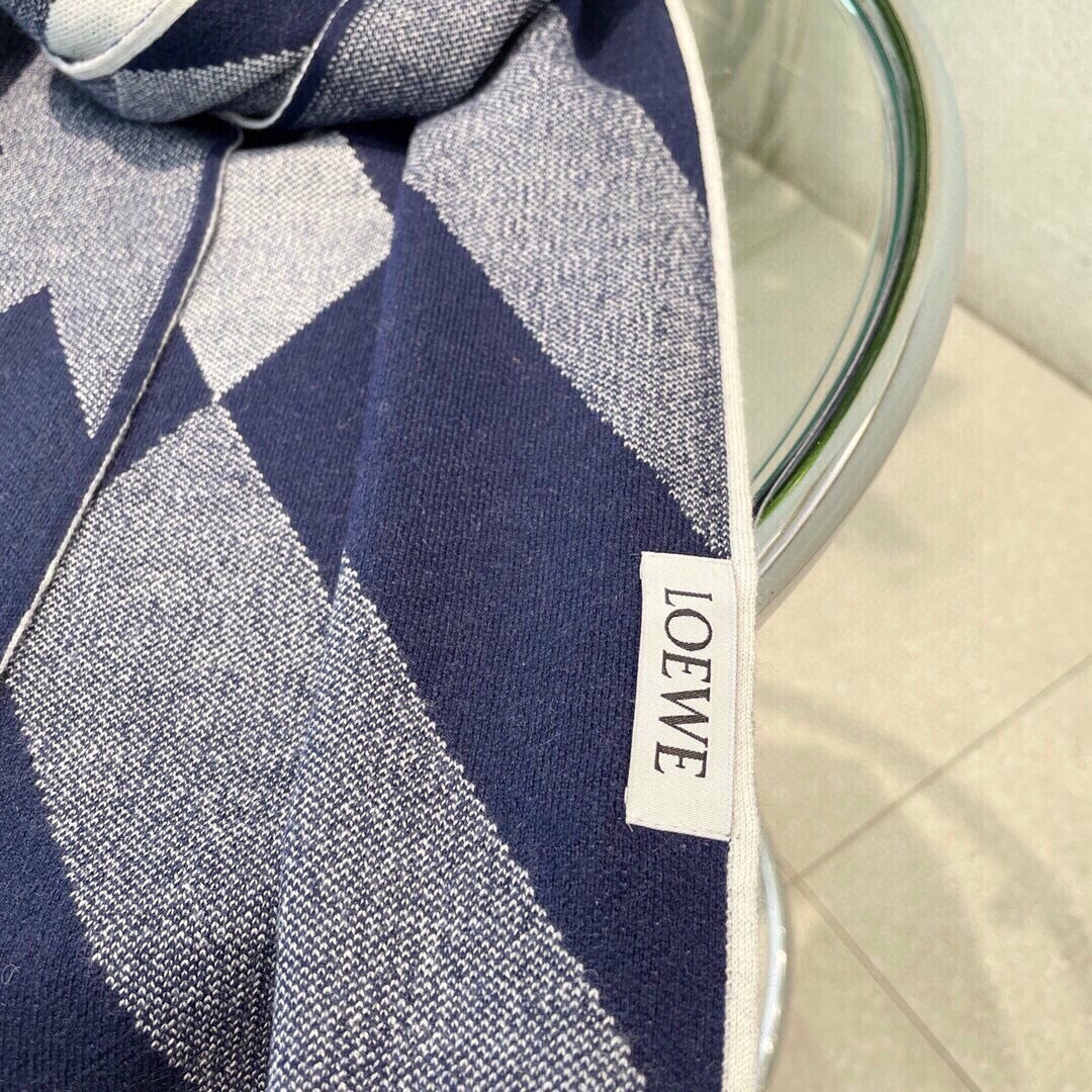 LOEWE SCARF 180 CM IN INDIGO BLUE CASHMERE 386731
