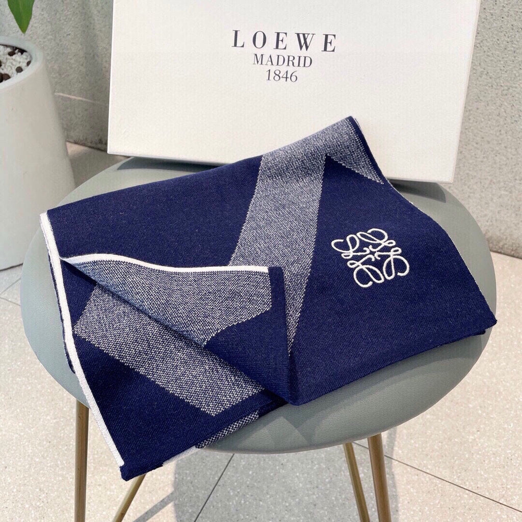 LOEWE SCARF 180 CM IN INDIGO BLUE CASHMERE 386731