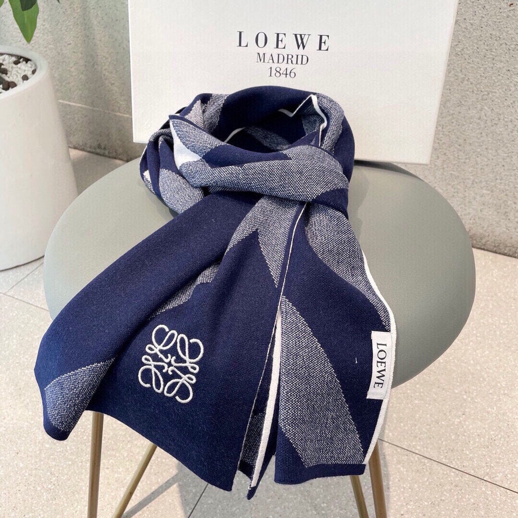 LOEWE SCARF 180 CM IN INDIGO BLUE CASHMERE 386731
