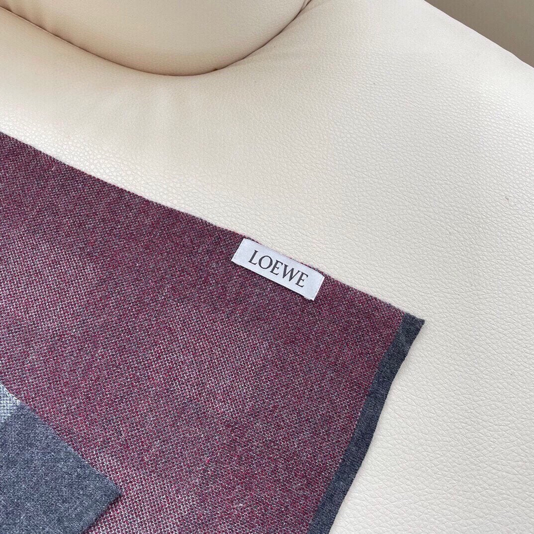 LOEWE SCARF 180 CM IN MOUSE GRAY CARO CASHMERE 389780