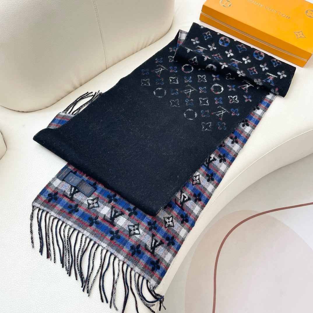 LOUIS VUITTON MONOGRAM GRADIENT TARTAN CITY SCARF 180 CM IN COLORFUL CASHMERE 391000