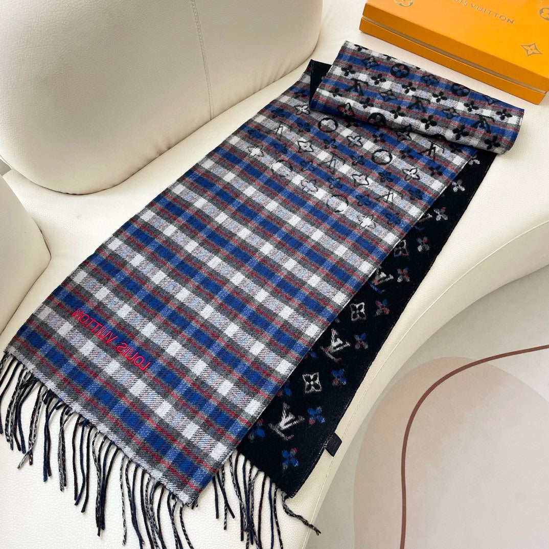 LOUIS VUITTON MONOGRAM GRADIENT TARTAN CITY SCARF 180 CM IN COLORFUL CASHMERE 391000