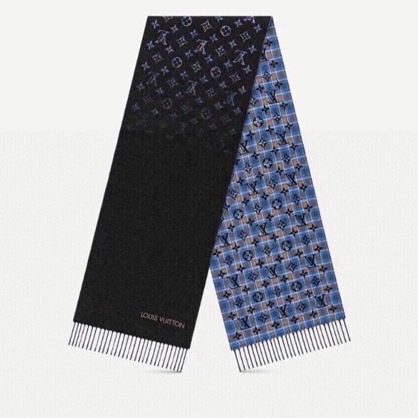 LOUIS VUITTON MONOGRAM GRADIENT TARTAN CITY SCARF 180 CM IN COLORFUL CASHMERE 391001
