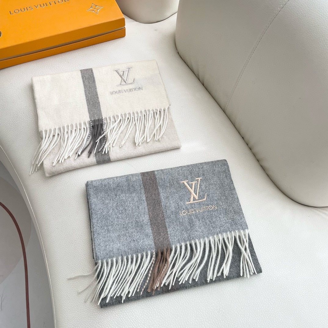 LOUIS VUITTON SCARF 180 CM IN DOVE GRAY CASHMERE 394702