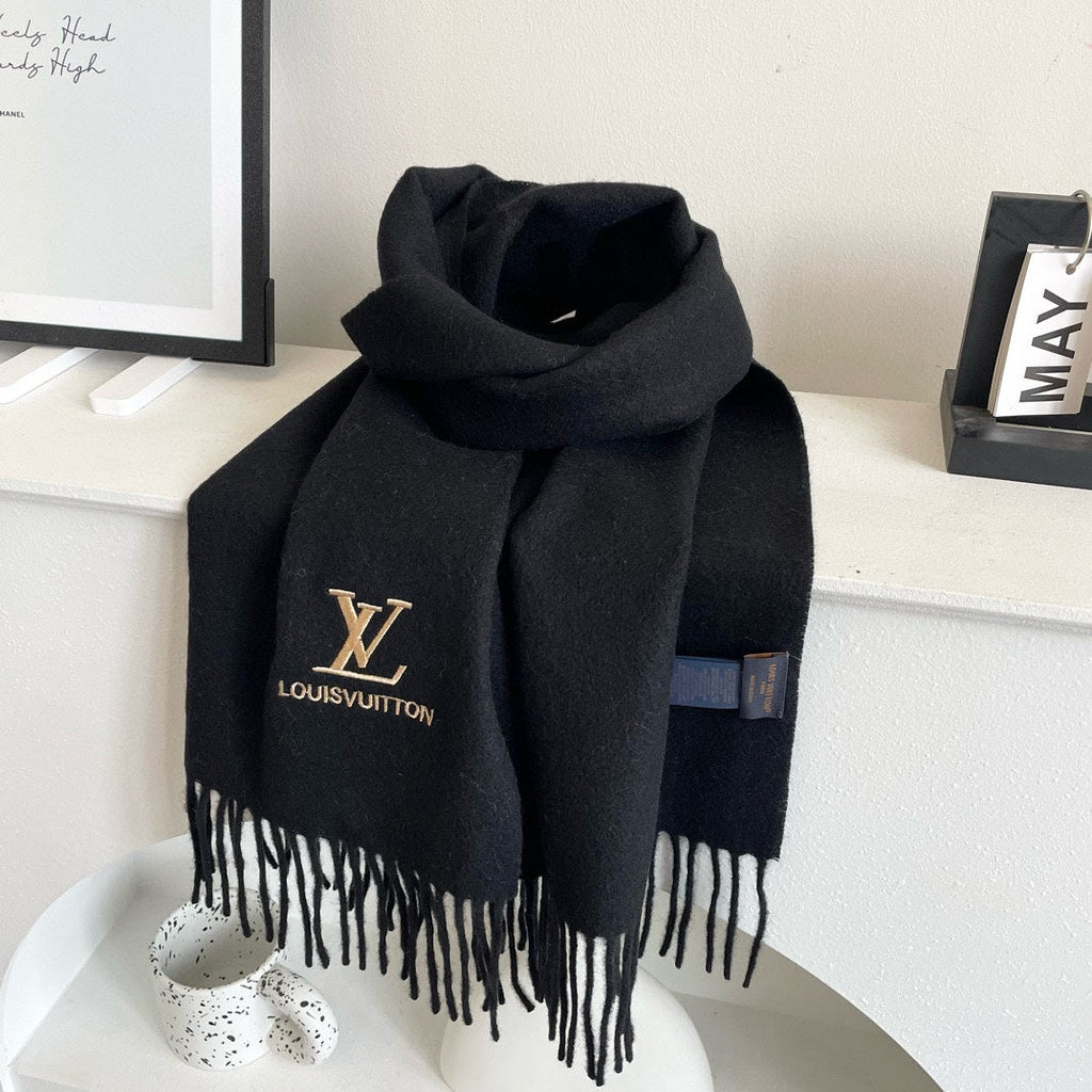 LOUIS VUITTON SCARF 180 CM IN BLACK CASHMERE 396551