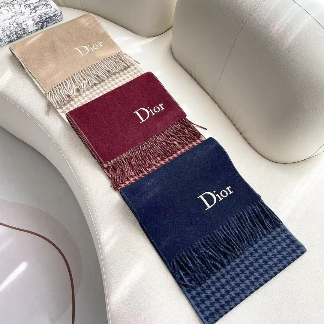 DIOR SCARF 180 CM CURRANT RED WOOL AND CASHMERE 407334