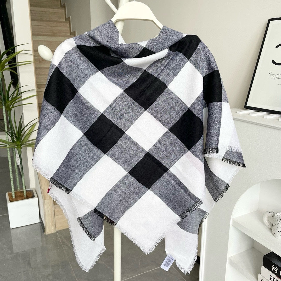 BURBERRY CHECK CASHMERE SCARF 120 CM WHITE 407343