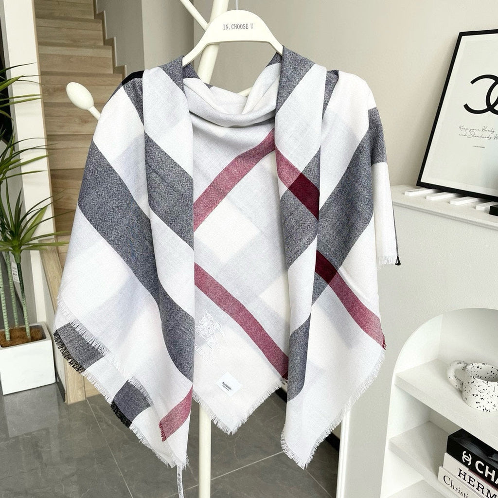 BURBERRY CHECK CASHMERE SCARF 120 CM WHITE 407343