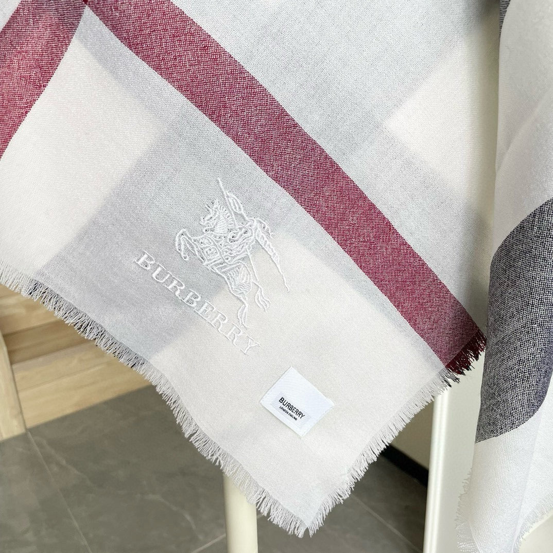 BURBERRY CHECK CASHMERE SCARF 120 CM WHITE 407343