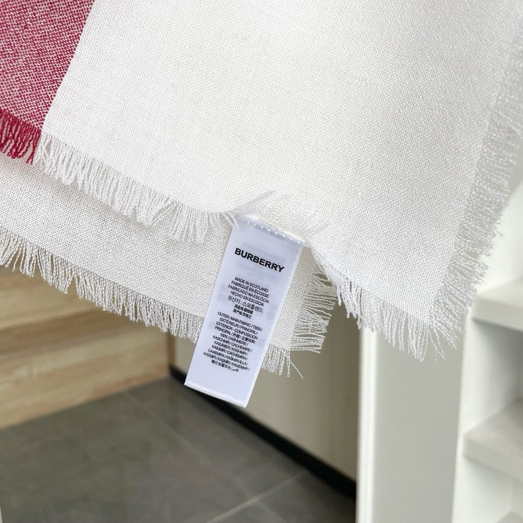 BURBERRY CHECK CASHMERE SCARF 120 CM WHITE 407343