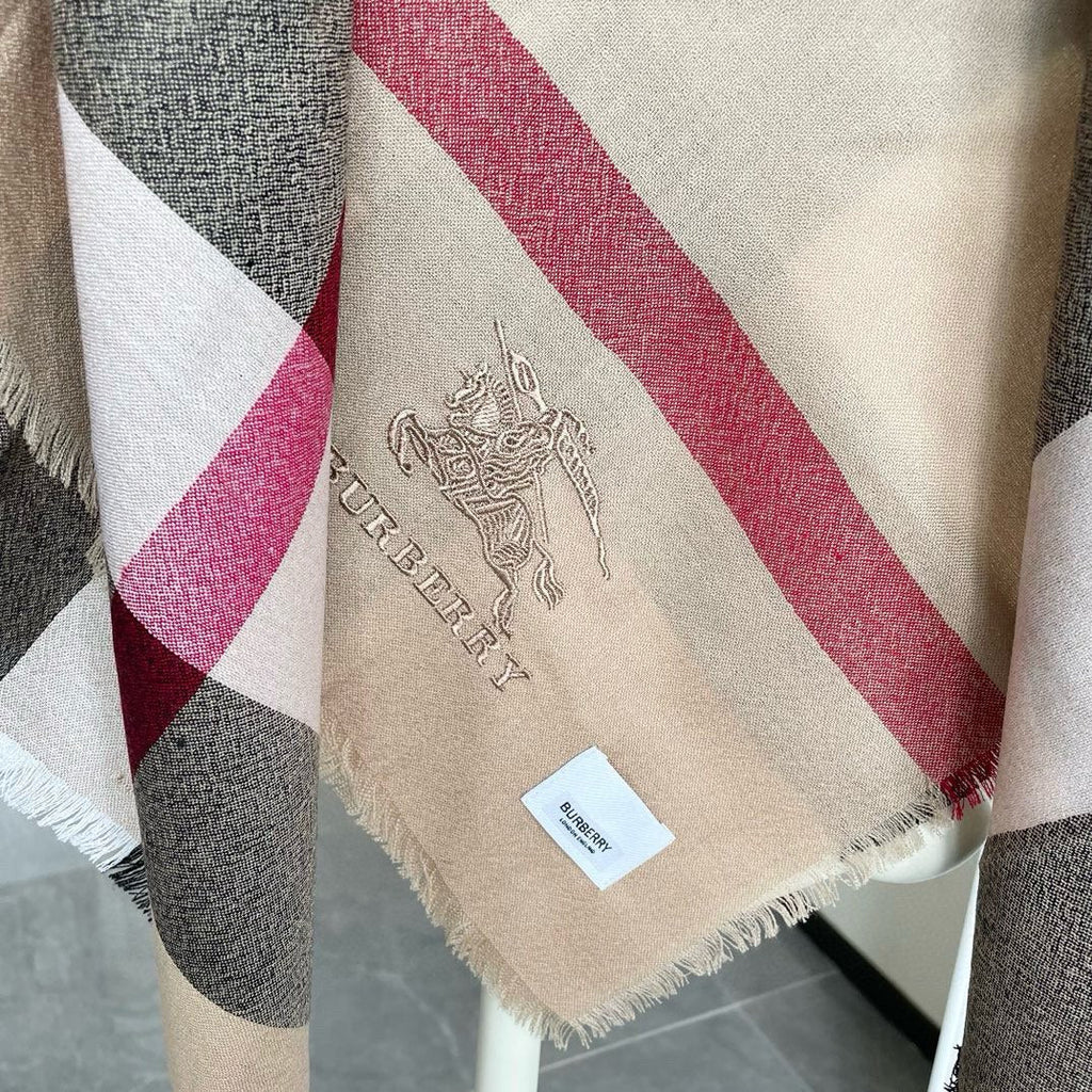BURBERRY CHECK CASHMERE SCARF 120 CM TAN BROWN 407344