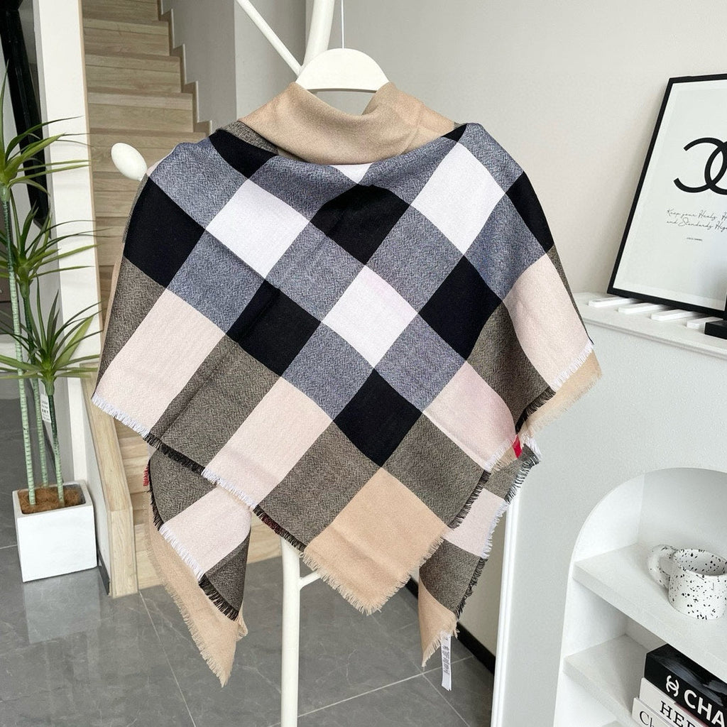 BURBERRY CHECK CASHMERE SCARF 120 CM TAN BROWN 407344