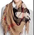 BURBERRY CHECK CASHMERE SCARF 120 CM TAN BROWN 407344