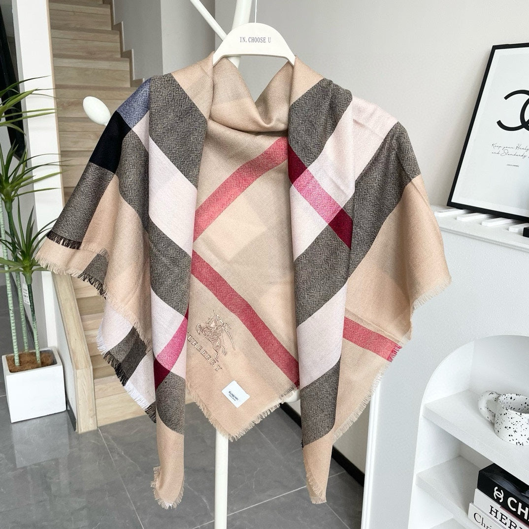 BURBERRY CHECK CASHMERE SCARF 120 CM TAN BROWN 407344