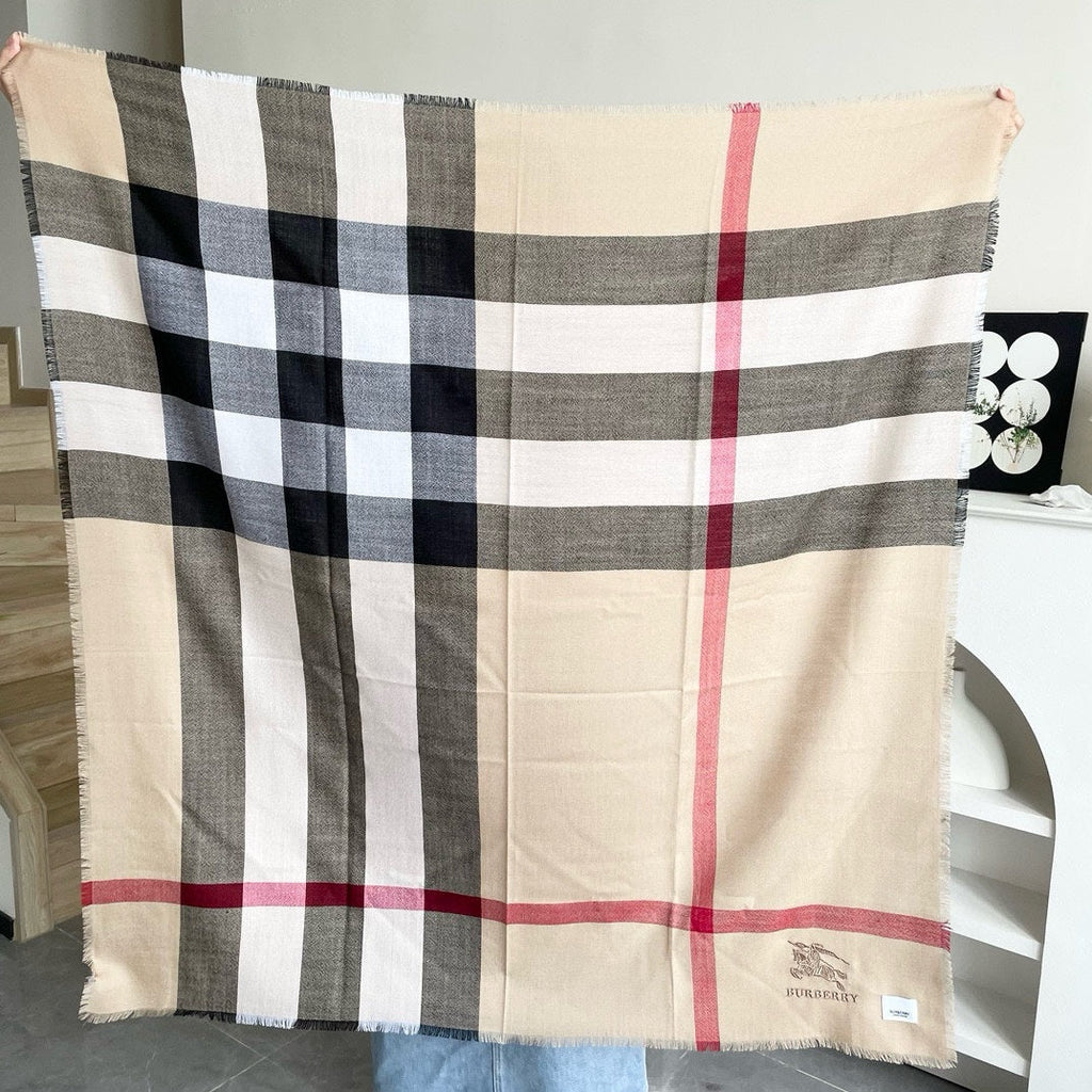 BURBERRY CHECK CASHMERE SCARF 120 CM TAN BROWN 407344