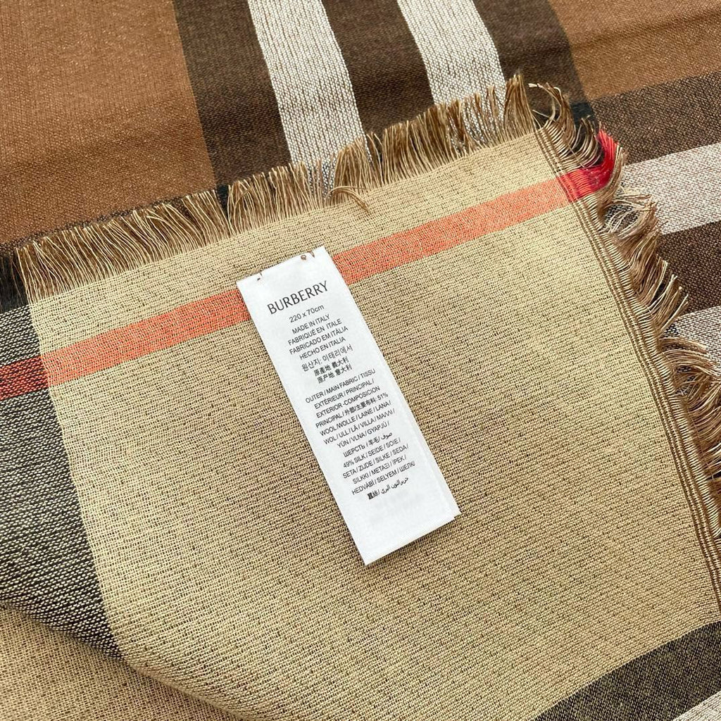 BURBERRY SCARF 220 CM IN COLORFUL SHEEP WOOL AND MULBERRY SILK 408932