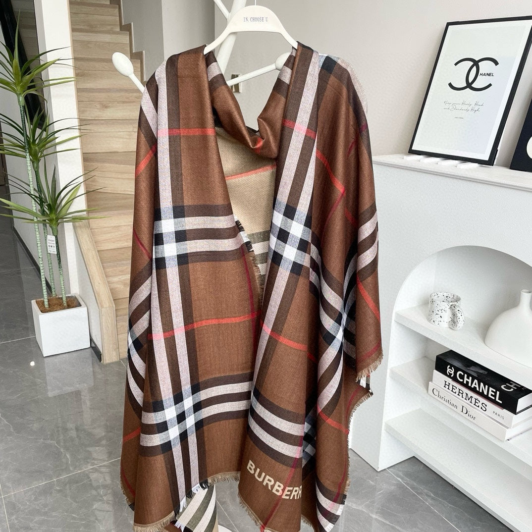 BURBERRY SCARF 220 CM IN COLORFUL SHEEP WOOL AND MULBERRY SILK 408932