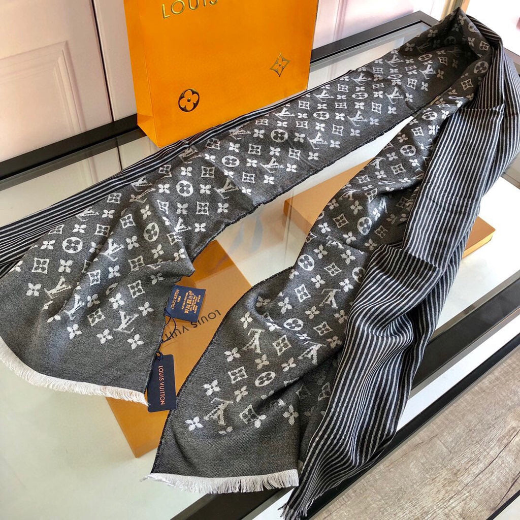 LOUIS VUITTON SCARF 200 CM IN BLACK CASHMERE 393009