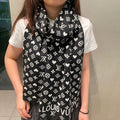 LOUIS VUITTON GAME ON SCARF 180 CM IN BLACK CASHMERE 394760