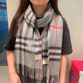 BURBERRY CLASSIC CHECK SCARF 180 CM IN DOVE GRAY MIX BLACK CASHMERE 394771