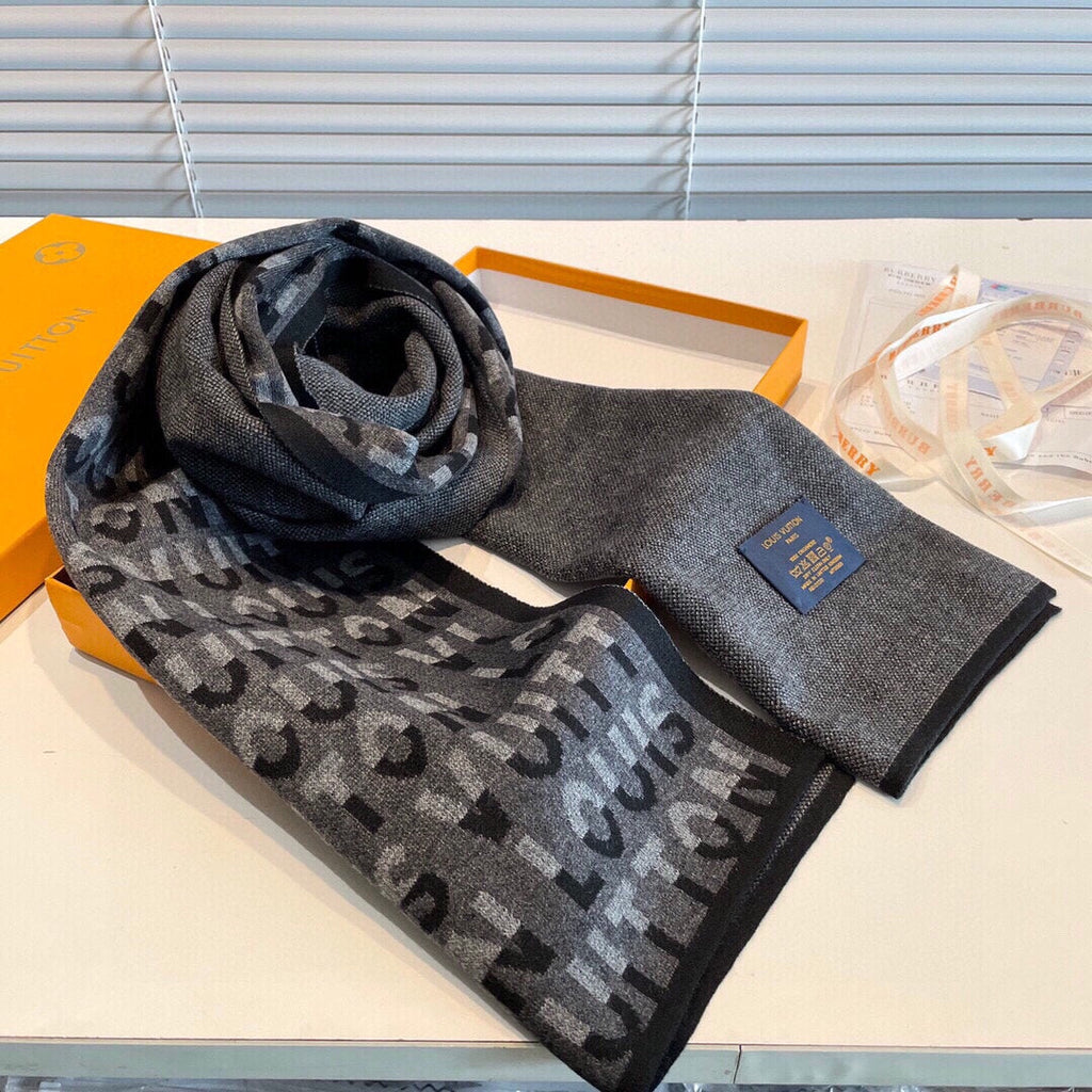 LOUIS VUITTON SCARF 180 CM IN SHADOW GRAY CASHMERE 398518