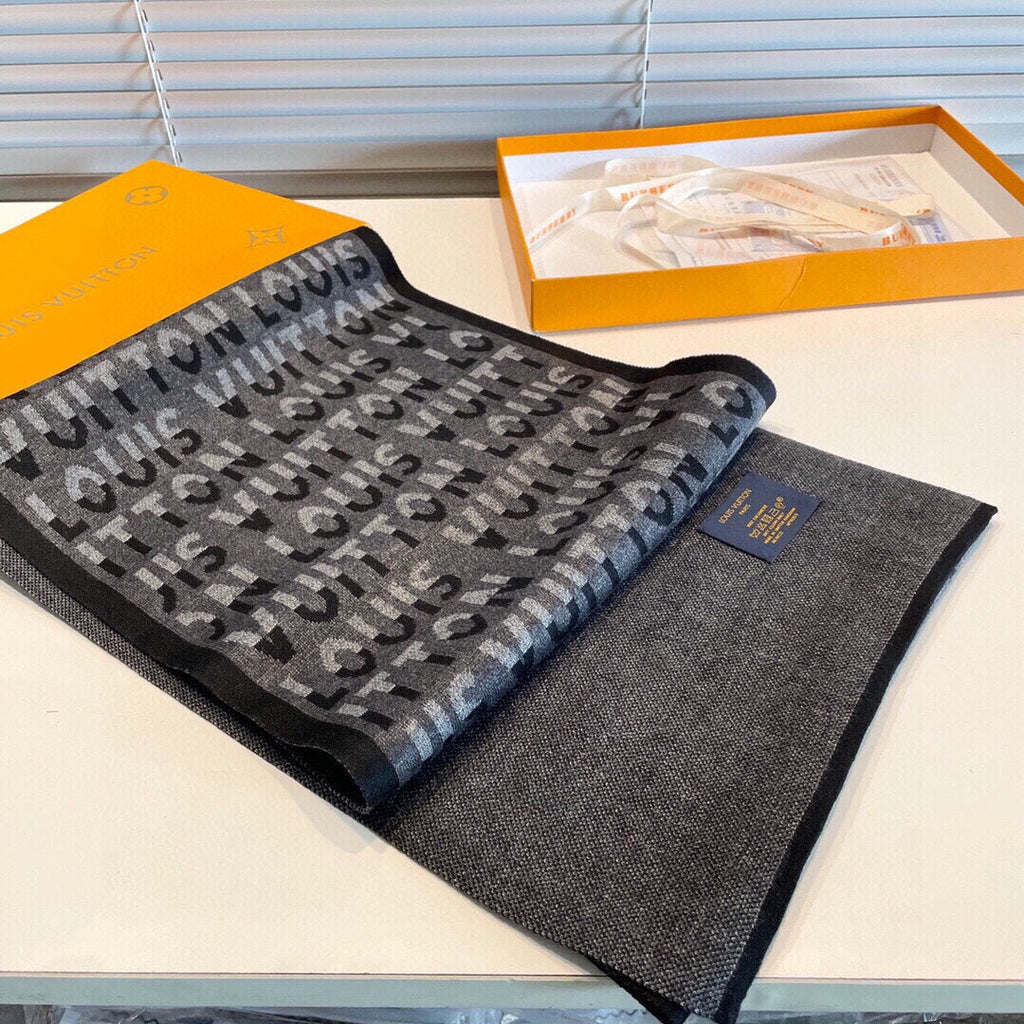 LOUIS VUITTON SCARF 180 CM IN SHADOW GRAY CASHMERE 398518