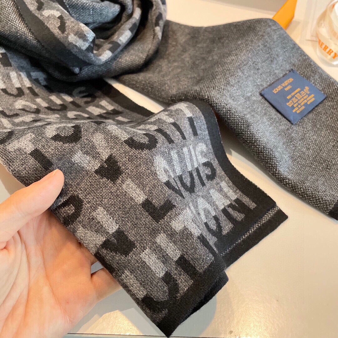LOUIS VUITTON SCARF 180 CM IN SHADOW GRAY CASHMERE 398518