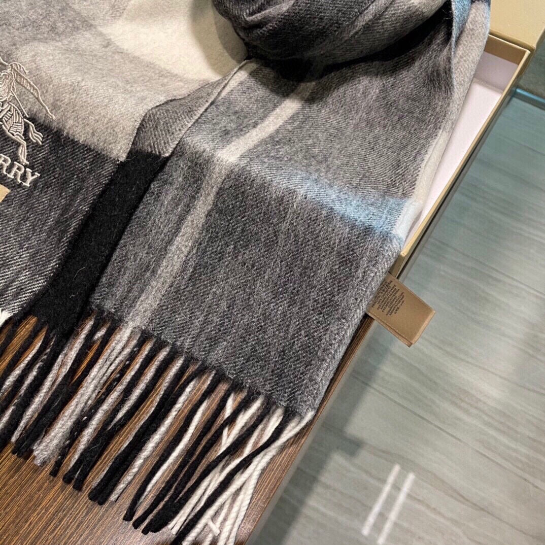 BURBERRY SCARF 200 CM IN GRAY CASHMERE 407313