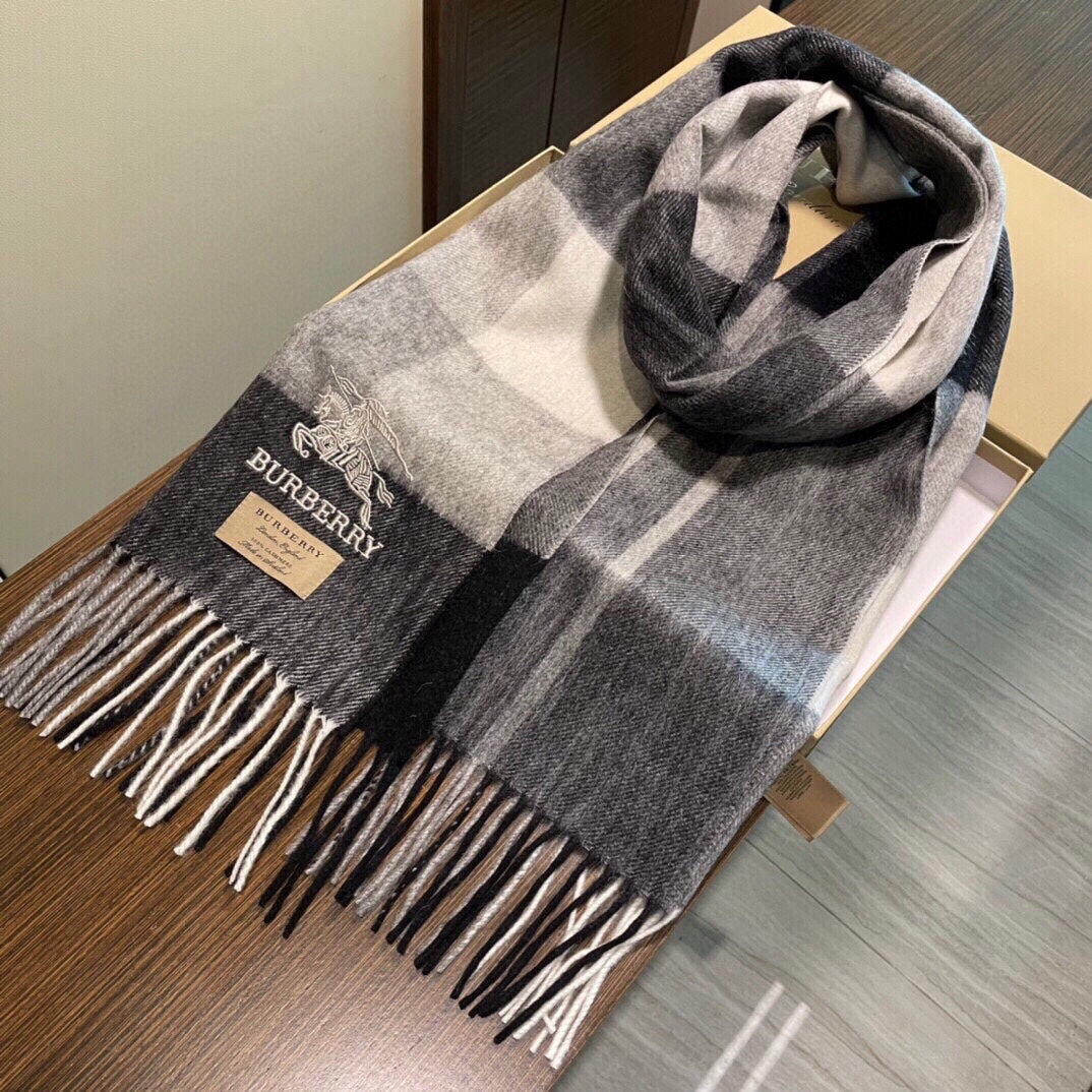 BURBERRY SCARF 200 CM IN GRAY CASHMERE 407313