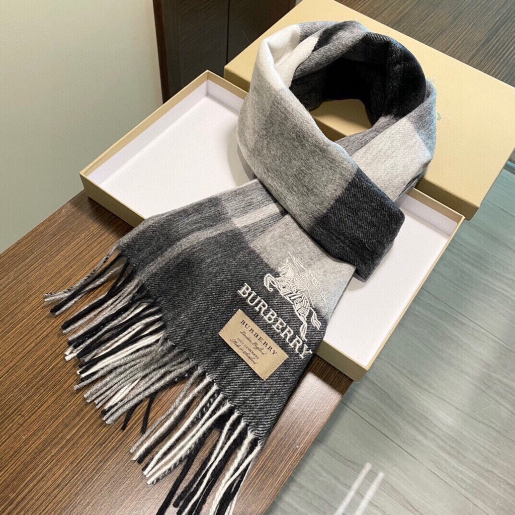 BURBERRY SCARF 200 CM IN GRAY CASHMERE 407313