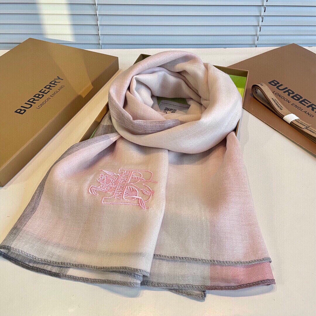 BURBERRY SCARF 200 CM IN LIGHT PINK MIX WHITE CASHMERE 407319