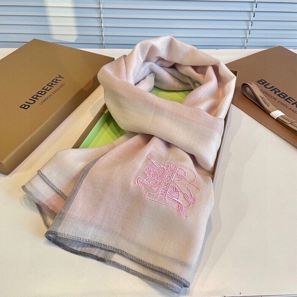 BURBERRY SCARF 200 CM IN LIGHT PINK MIX WHITE CASHMERE 407319